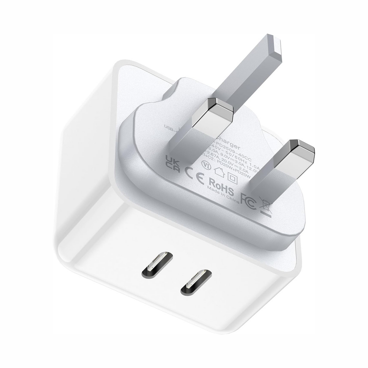 Aioneus USB C Charger PD 40W 2 USB-C Ports iPhone Fast Charger Adapter Type C Charging Plug USB C Wall Charger for iPhone 17 16 15 14, iPad Pro/Air, Galaxy S25 S24 S23, MacBook Pro/Air, Laptop Dell HP