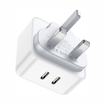 Aioneus USB C Charger PD 40W 2 USB-C Ports iPhone Fast Charger Adapter Type C Charging Plug USB C Wall Charger for iPhone 17 16 15 14, iPad Pro/Air, Galaxy S25 S24 S23, MacBook Pro/Air, Laptop Dell HP