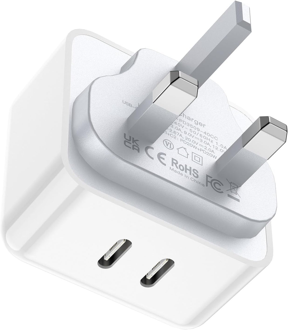 Aioneus USB C Charger PD 40W 2 USB-C Ports iPhone Fast Charger Adapter Type C Charging Plug USB C Wall Charger for iPhone 17 16 15 14, iPad Pro/Air, Galaxy S25 S24 S23, MacBook Pro/Air, Laptop Dell HP