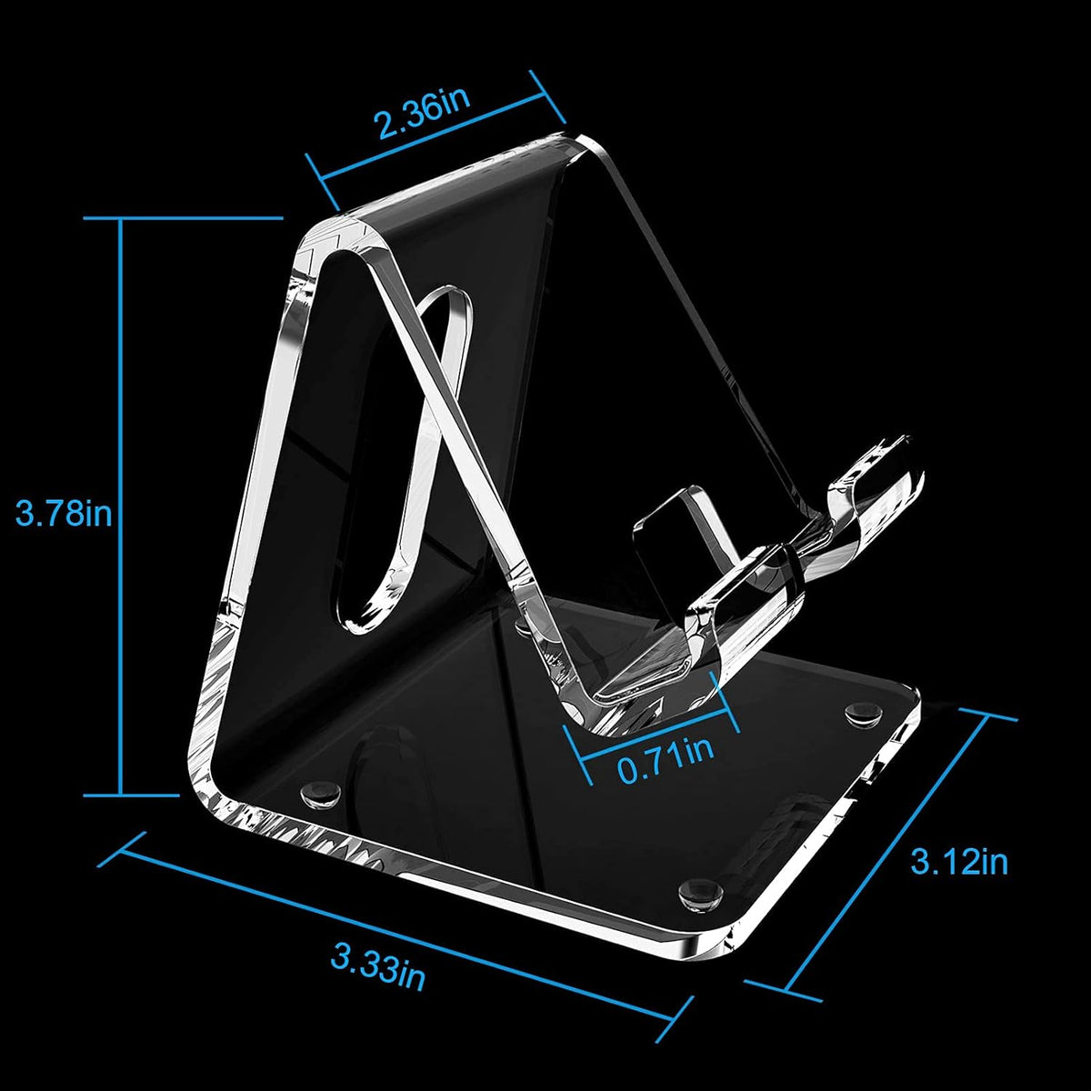 Crpich Acrylic Clear Cell Phone Holder Stand Compatible with Phone 12 Pro Max Mini 11 Xr 8 Plus SE, Switch, Android Smartphone, Pad, Tablet, Desk Accessories