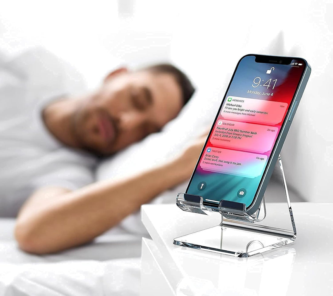Crpich Acrylic Clear Cell Phone Holder Stand Compatible with Phone 12 Pro Max Mini 11 Xr 8 Plus SE, Switch, Android Smartphone, Pad, Tablet, Desk Accessories