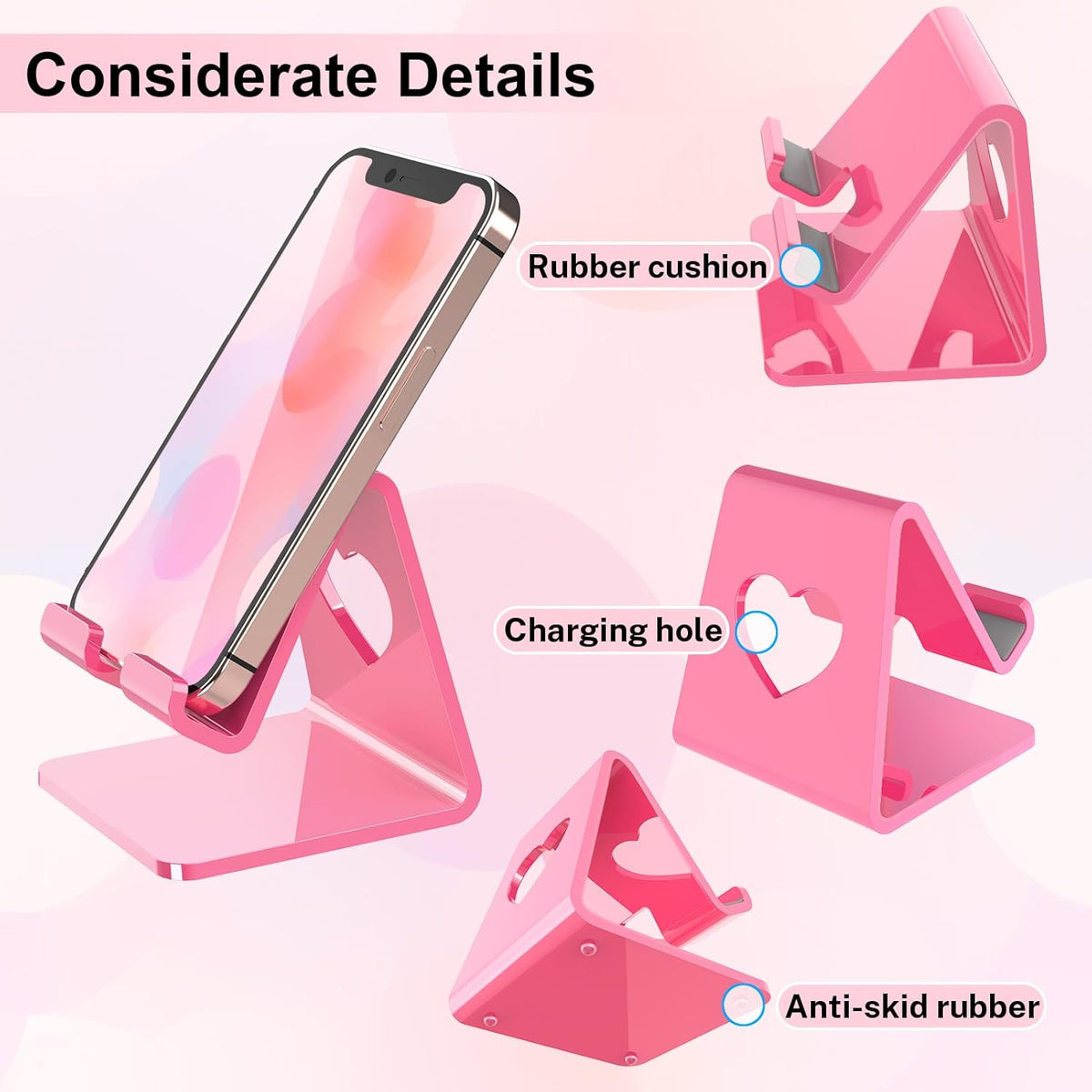 Smartphone Portable Phone Holder Stand Compatible with Phone16 15 14 13 12 Pro Max Mini 11 SE, Switch, Android Smartphone, Pad, Tablet, Desk Accessories