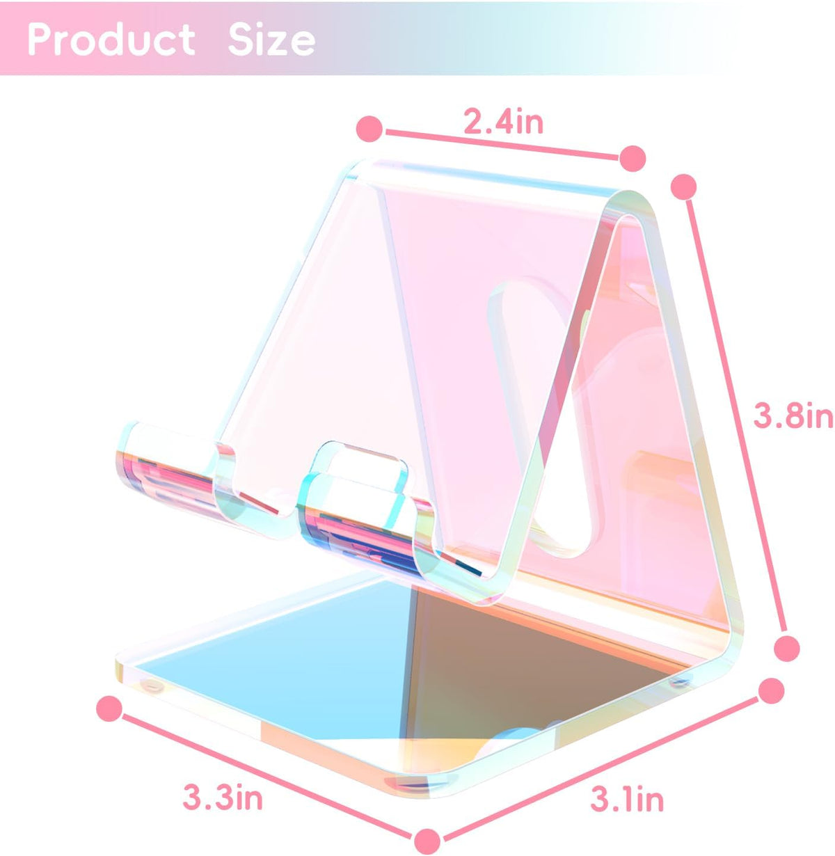 Portable Phone Holder Stand Compatible with Phone16 15 14 13 12 Pro Max Mini 11, Switch, Android Smartphone, Pad, Tablet, Iridescent Color