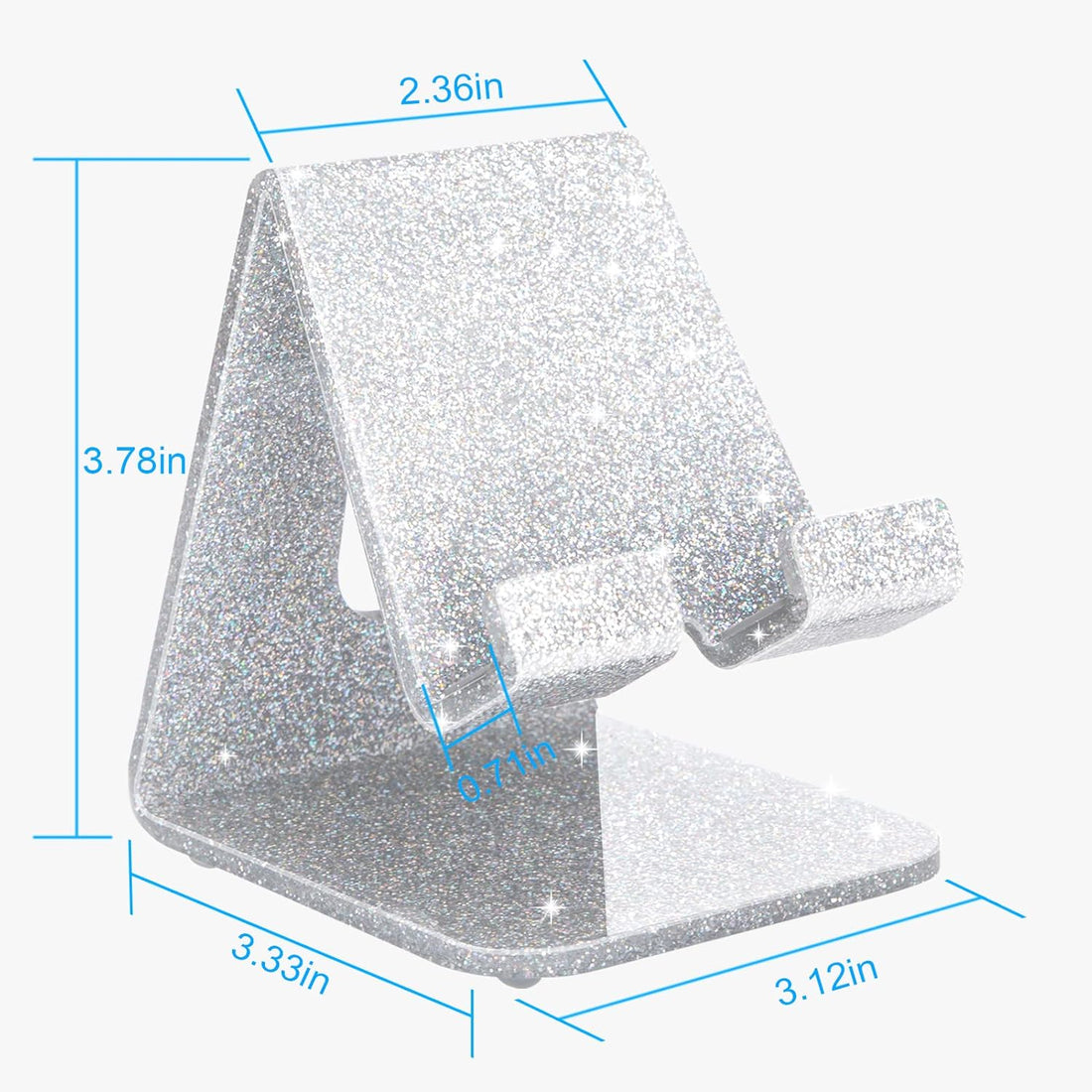 Smartphone Portable Phone Holder Stand Compatible with Phone16 15 14 13 12 Pro Max Mini 11 SE, Switch, Android Smartphone, Pad, Tablet, Desk Accessories Glitter Silver