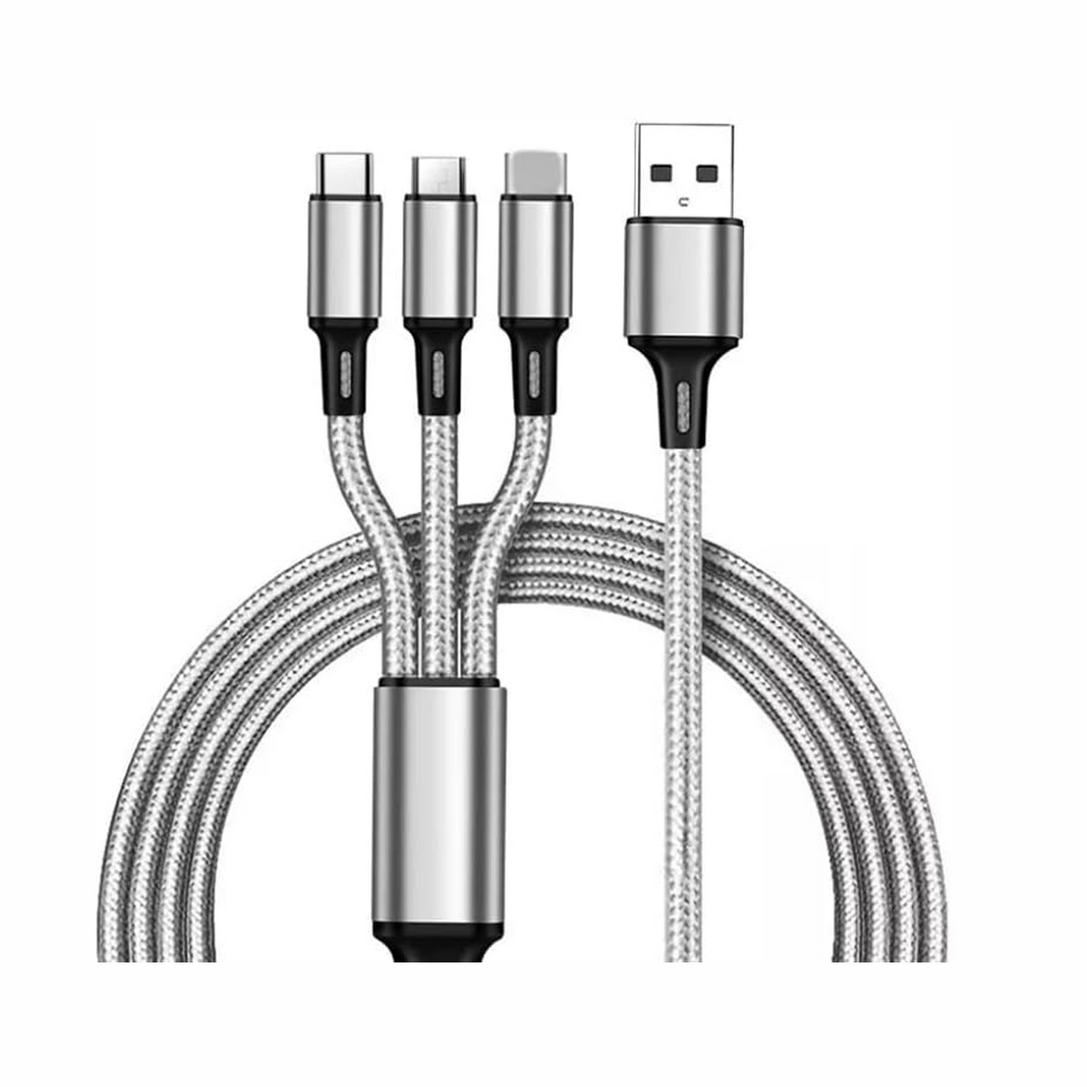 Universal Fast Charging 3 In 1, USB-C, Micro USB, Nylon Braided Fast Charging Usb Cable  Compatibility Support for iPhone, Android, tablets, power banks, and other USB-powered devices