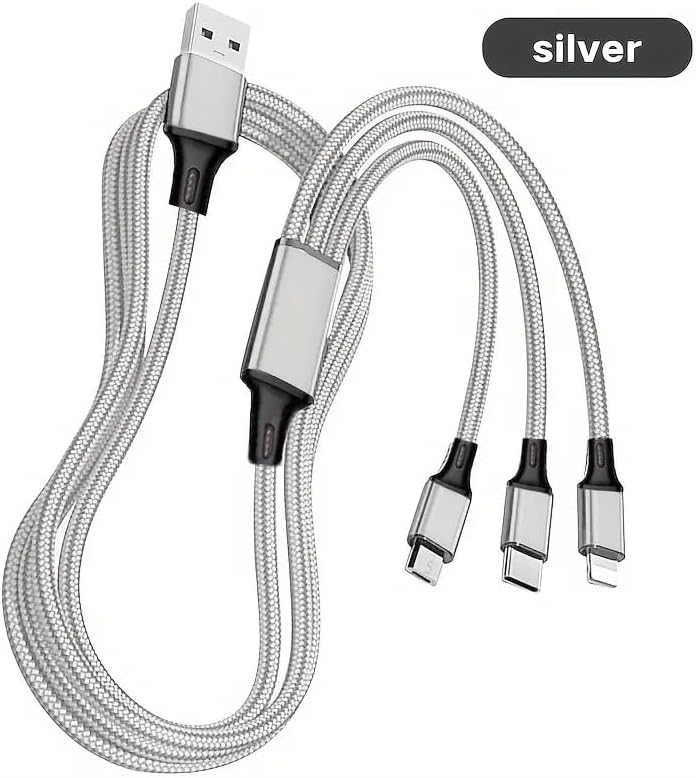 Universal Fast Charging 3 In 1, USB-C, Micro USB, Nylon Braided Fast Charging Usb Cable  Compatibility Support for iPhone, Android, tablets, power banks, and other USB-powered devices