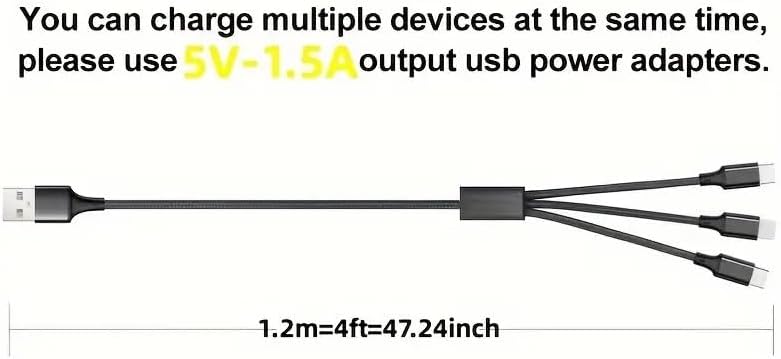 Universal Fast Charging 3 In 1, USB-C, Micro USB, Nylon Braided Fast Charging Usb Cable  Compatibility Support for iPhone, Android, tablets, power banks, and other USB-powered devices