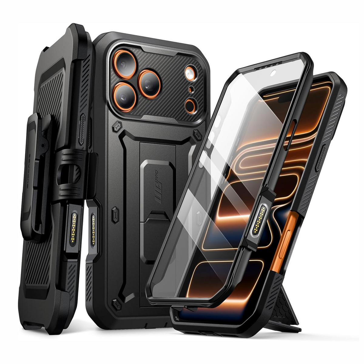 iPhone 17 Pro Max Case with Camera Control Button SUPCASE case Unicorn Beetle Pro, [Built-in Kickstand & Screen Protector Military-Grade Protection Full Body Heavy Duty Phone Case, Black