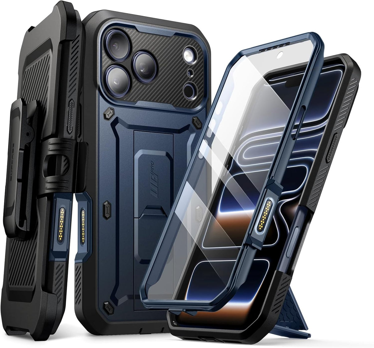 iPhone 17 Pro Max Case with Camera Control Button SUPCASE case Unicorn Beetle Pro, [Built-in Kickstand & Screen Protector Military-Grade Protection Full Body Heavy Duty Phone Case, Azure