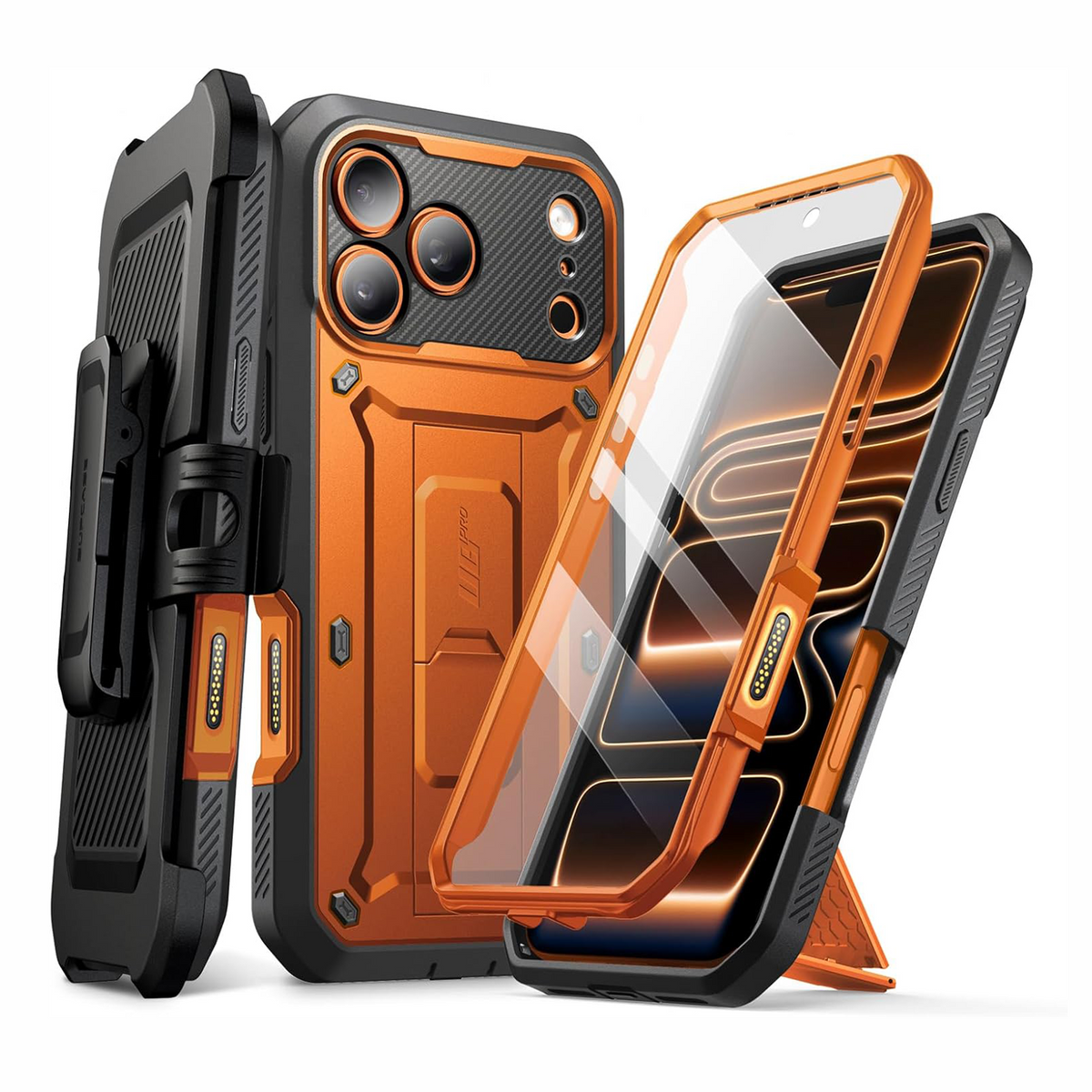 iPhone 17 Pro Max Case with Camera Control Button SUPCASE case Unicorn Beetle Pro, [Built-in Kickstand & Screen Protector Military-Grade Protection Full Body Heavy Duty Phone Case, Coral