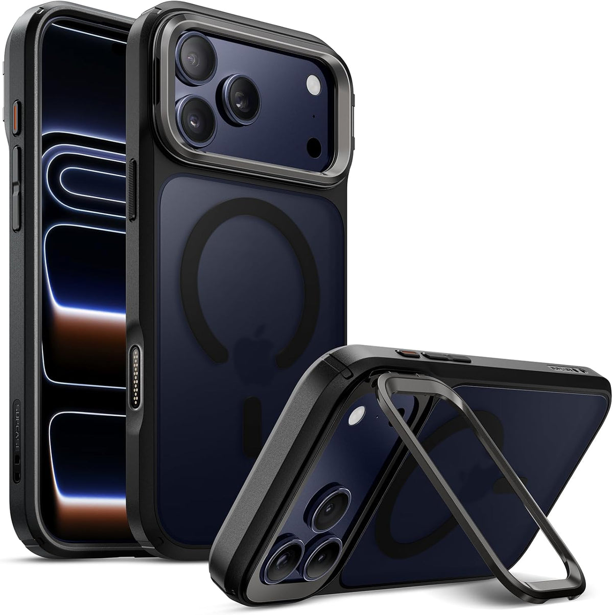iPhone 17 Pro Max Case SUPCASE with Camera Control Button (Unicorn Beetle Mag), [Compatible with MagSafe] [Built-in Kickstand] Slim Protective Magnetic Translucent Back Phone Case, Black