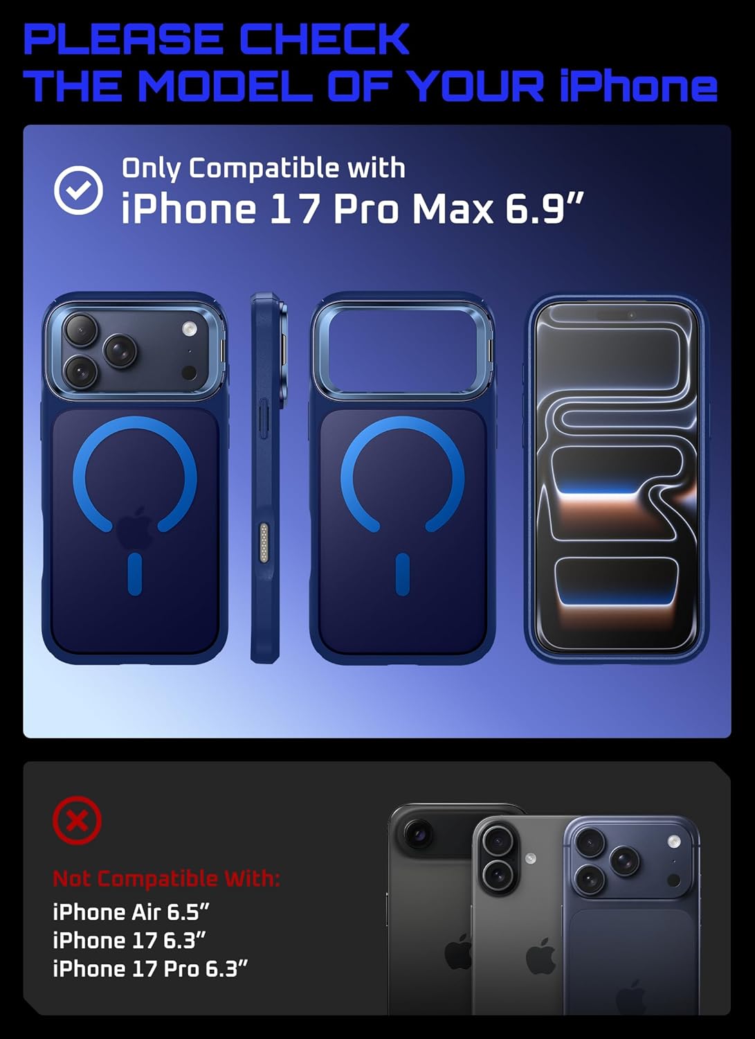iPhone 17 Pro Max Case SUPCASE with Camera Control Button (Unicorn Beetle Mag), [Compatible with MagSafe] [Built-in Kickstand] Slim Protective Magnetic Translucent Back Phone Case, Azure