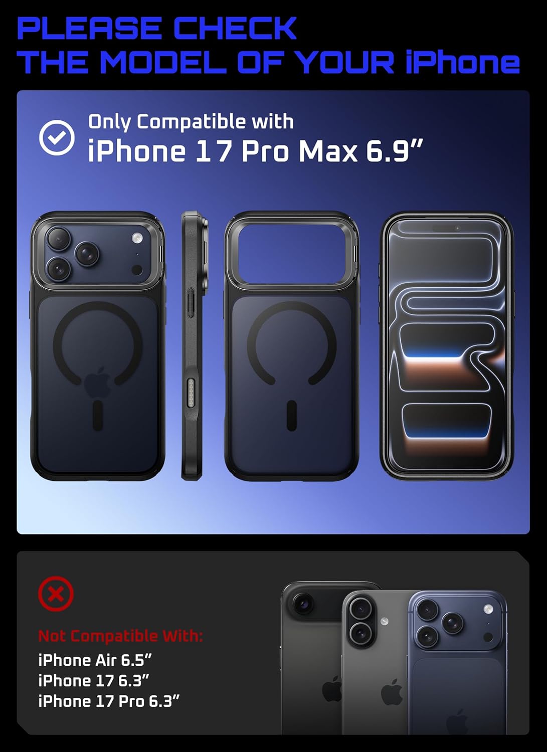 iPhone 17 Pro Max Case SUPCASE with Camera Control Button (Unicorn Beetle Mag), [Compatible with MagSafe] [Built-in Kickstand] Slim Protective Magnetic Translucent Back Phone Case, Black