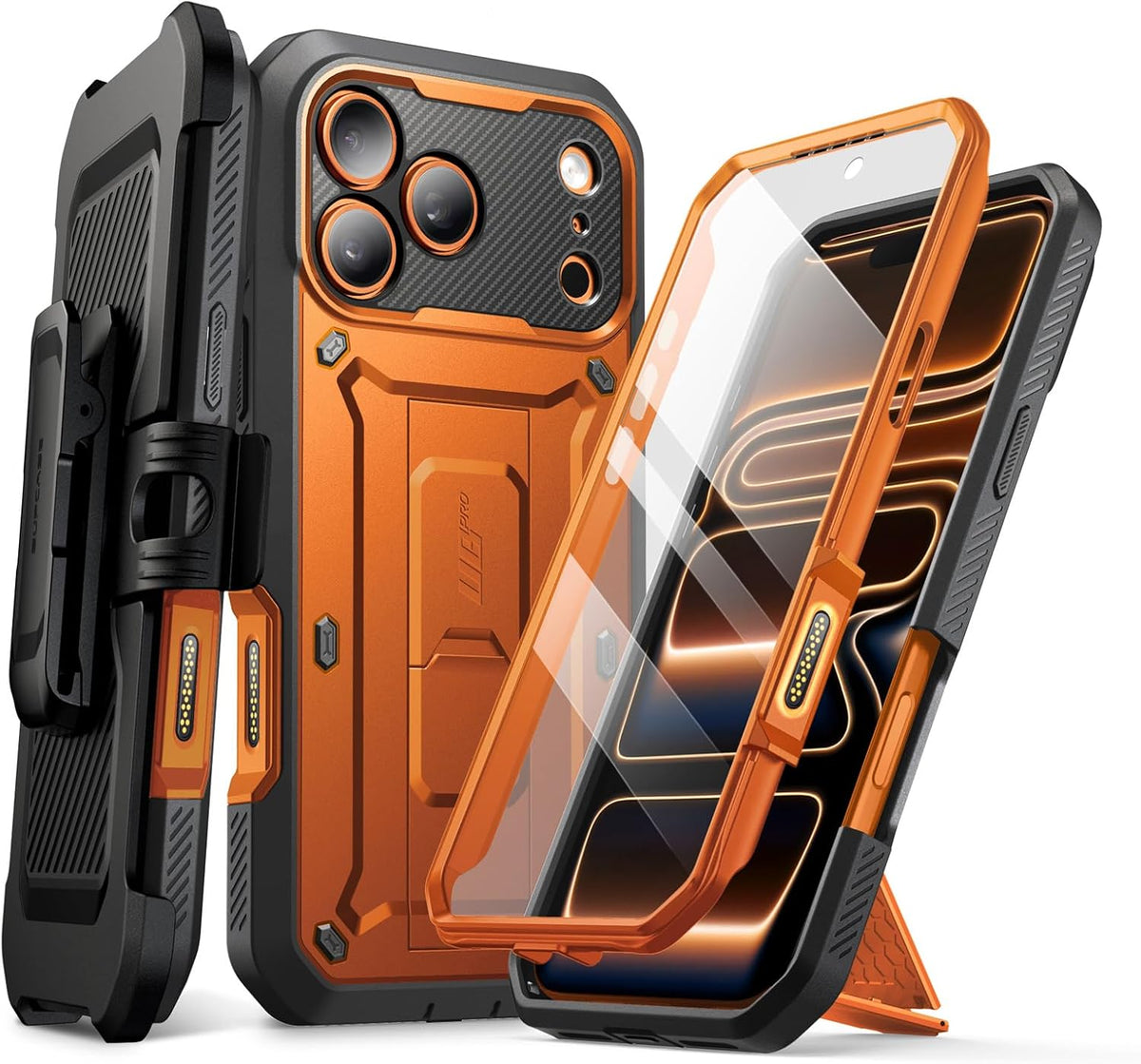 iPhone 17 Pro Max Case with Camera Control Button SUPCASE case Unicorn Beetle Pro, [Built-in Kickstand & Screen Protector Military-Grade Protection Full Body Heavy Duty Phone Case, Coral