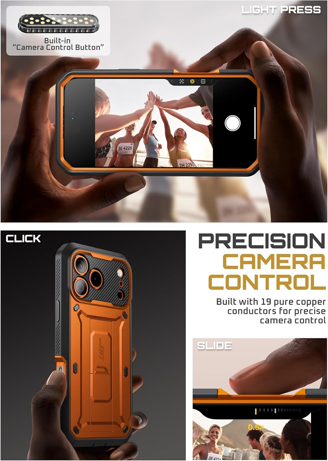 iPhone 17 Pro Max Case with Camera Control Button SUPCASE case Unicorn Beetle Pro, [Built-in Kickstand & Screen Protector Military-Grade Protection Full Body Heavy Duty Phone Case, Coral