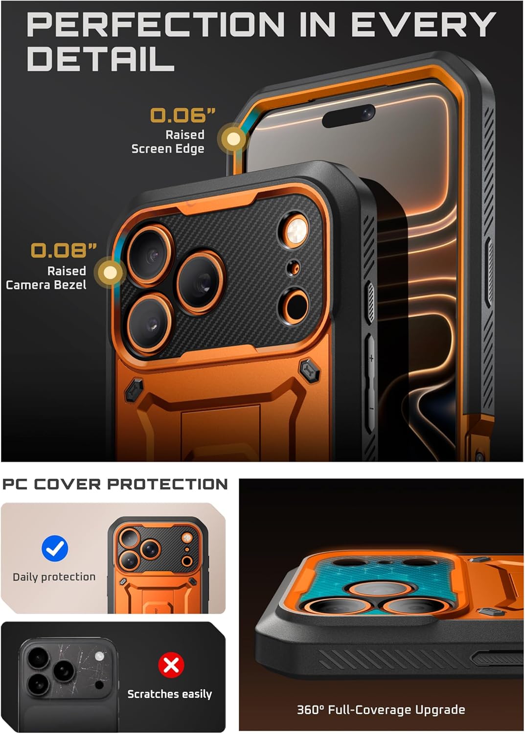 iPhone 17 Pro Max Case with Camera Control Button SUPCASE case Unicorn Beetle Pro, [Built-in Kickstand & Screen Protector Military-Grade Protection Full Body Heavy Duty Phone Case, Coral