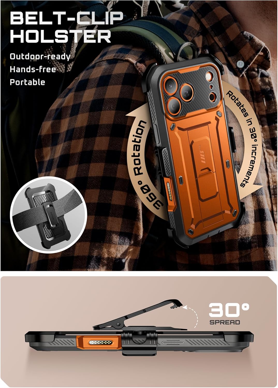 iPhone 17 Pro Max Case with Camera Control Button SUPCASE case Unicorn Beetle Pro, [Built-in Kickstand & Screen Protector Military-Grade Protection Full Body Heavy Duty Phone Case, Coral