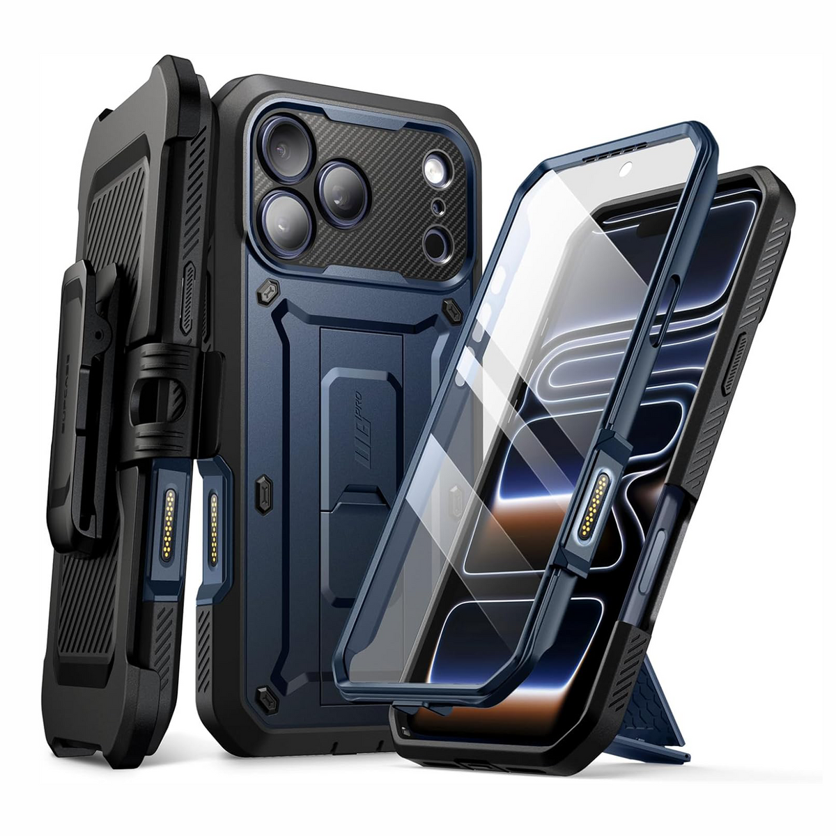 iPhone 17 Pro Max Case with Camera Control Button SUPCASE case Unicorn Beetle Pro, [Built-in Kickstand & Screen Protector Military-Grade Protection Full Body Heavy Duty Phone Case, Azure
