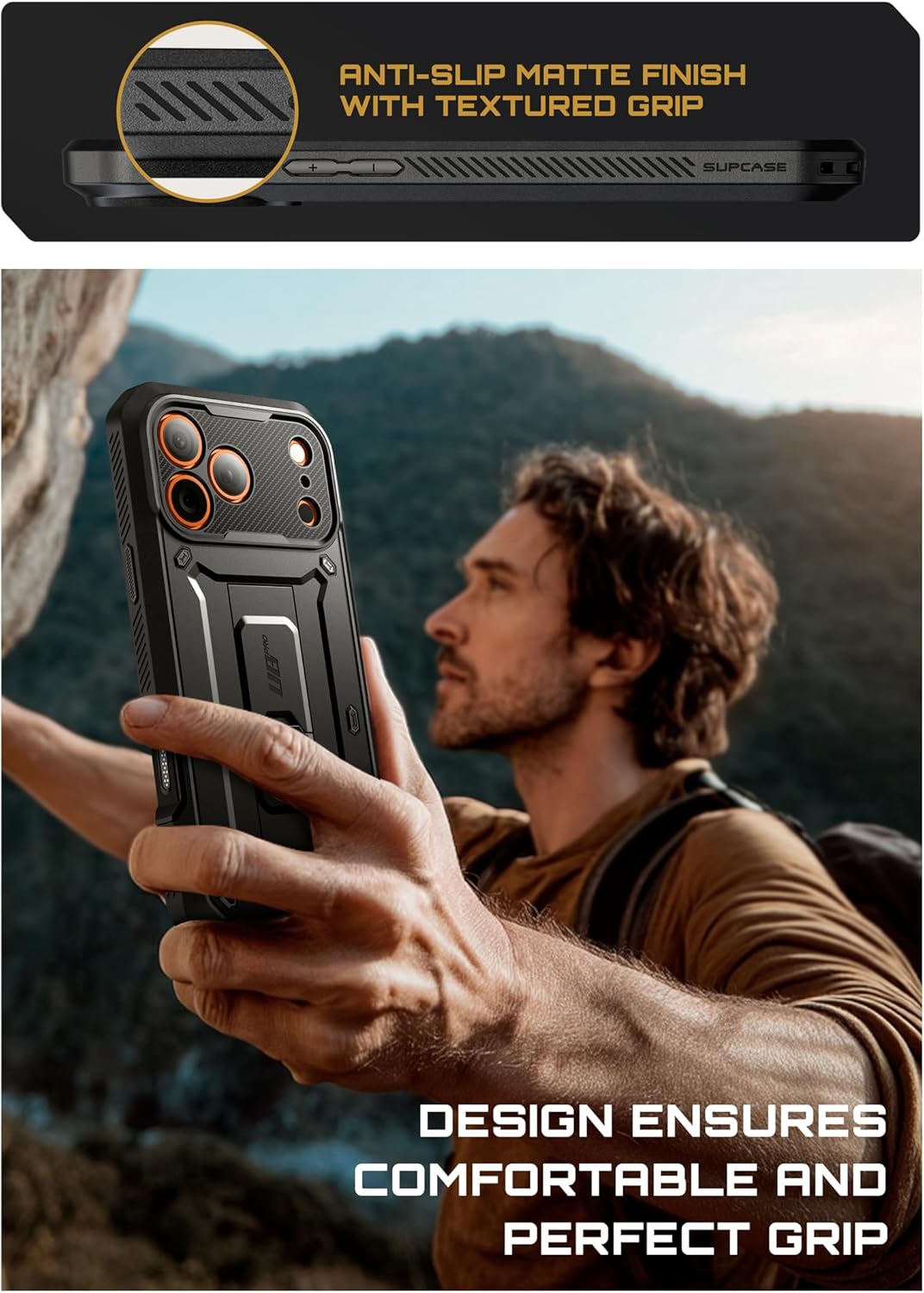 iPhone 17 Pro Max Case with Camera Control Button SUPCASE case Unicorn Beetle Pro, [Built-in Kickstand & Screen Protector Military-Grade Protection Full Body Heavy Duty Phone Case, Black